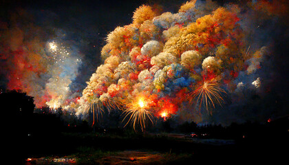 Colored Holi fireworks. _ai_generated - obrazy, fototapety, plakaty