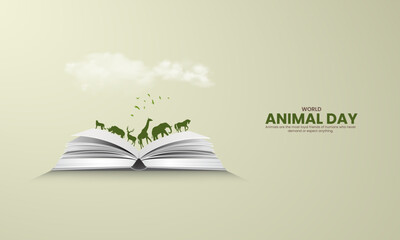 World Animal Day. Animal Day Creative Design for banner, poster, 3D Illustration