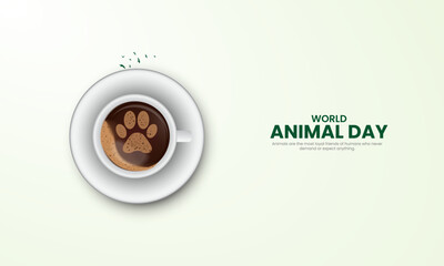 World Animal Day. Animal Day Creative Design for banner, poster, 3D Illustration