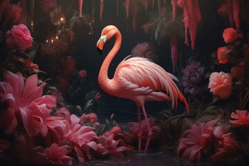 Flamingo lake. Park nature birds. Generate Ai - obrazy, fototapety, plakaty
