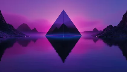  Futuristic landscape with triangle portal © Daria