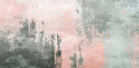 Modern Abstract Painting in Pink and Green