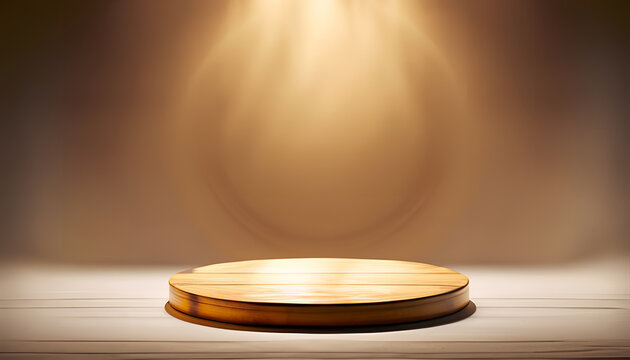 Golden podium mock up podium empty spece bright shine table texture wallpaper background