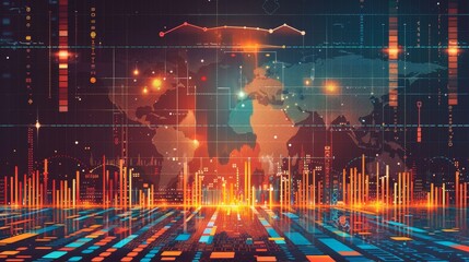 Illustrate the impact of global finance trends, where international markets and economies converge - obrazy, fototapety, plakaty