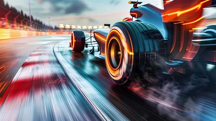 Schilderijen op glas Formula 1 Car Long Exposure © emir