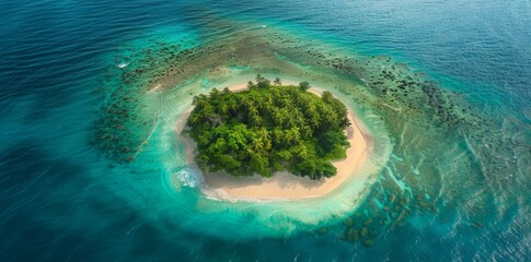 Remote Island in Vast Ocean