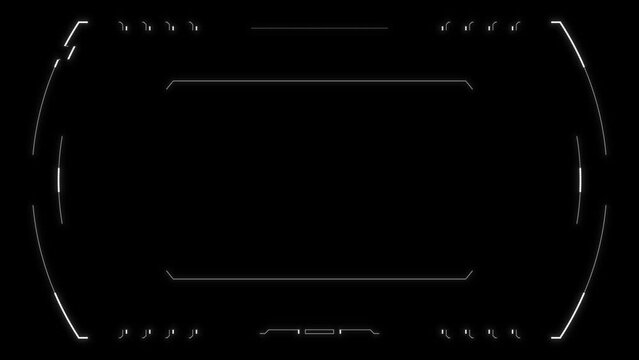 Futuristic glitchy HUD aim. Cyberpunk style distorted HUD screen. Tech user interface hologram screen for game, movie, sci-fi, drone footage, VR etc. Overlay template. Cyber, tech concept.
