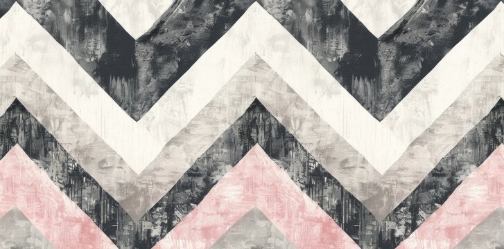 Elegant Pink and Grey Chevroned Pattern