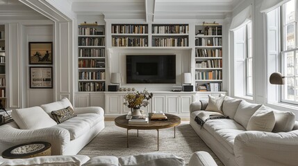 Contemporary Living Room With Abundant White Furniture