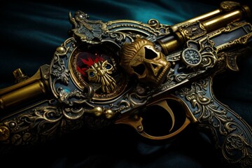 Pirate gun closeup. Military model. Generate Ai