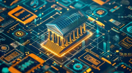 Visualize the evolution of banking from traditional branches to digital platforms