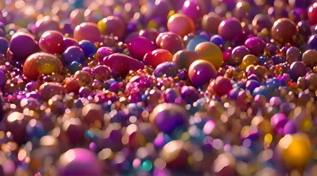 Abstract animation of colorful bubbles. Soap bubbles, rainbow, summer, balloons, colors, lightness, transparency, magic, foam party. Generated by AI.