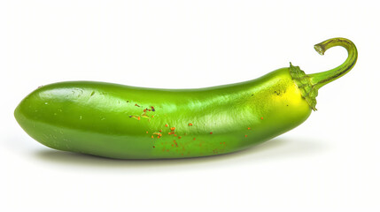 Shiny green jalapeno pepper on white background.