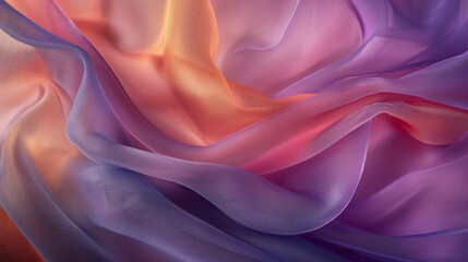 Obraz premium Flowing fabric with vibrant orange and purple hues.