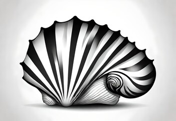 seashell on black background