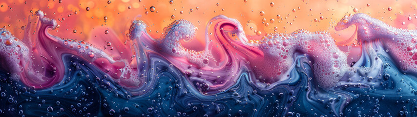 Pink and Blue Waves Painting on Window