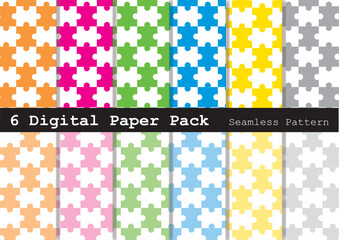 パズルのピースの壁紙セット（シームレスパターン）12色