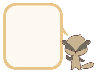 人差し指をあげるアナグマとシンプルな四角いふきだし