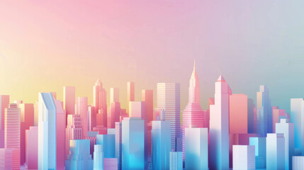Abstract pastel cityscape with gradient colors - obrazy, fototapety, plakaty