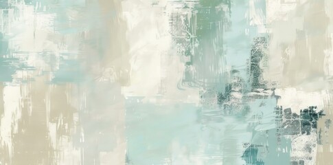 Modern Abstract Painting in Blue and Beige