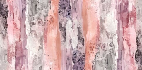 Abstract Painting With Pink, Grey, and White Stripes