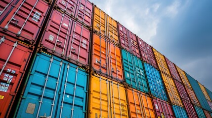 Large Stack of Colorful Shipping Containers