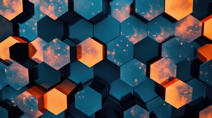 A 3d rendering of an orange and blue wall. Generative AI.