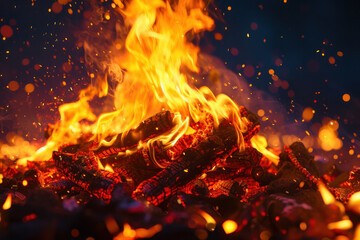 Fototapeta na wymiar Get up close with the intense heat of a bonfire in this ultra-realistic capture. AI generative