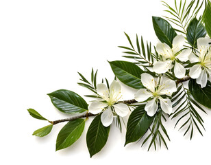 Fototapeta na wymiar tree branch flower photo overlay on white background