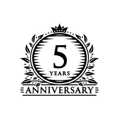 5 years celebrating anniversary design template. 5th anniversary logo. Vector and illustration.