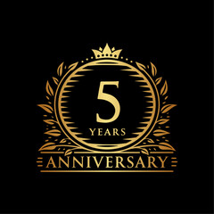 5 years celebrating anniversary design template. 5th anniversary logo. Vector and illustration.