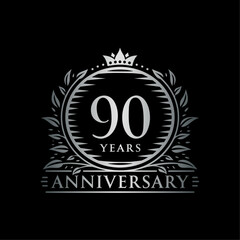 90 years celebrating anniversary design template. 90th anniversary logo. Vector and illustration.