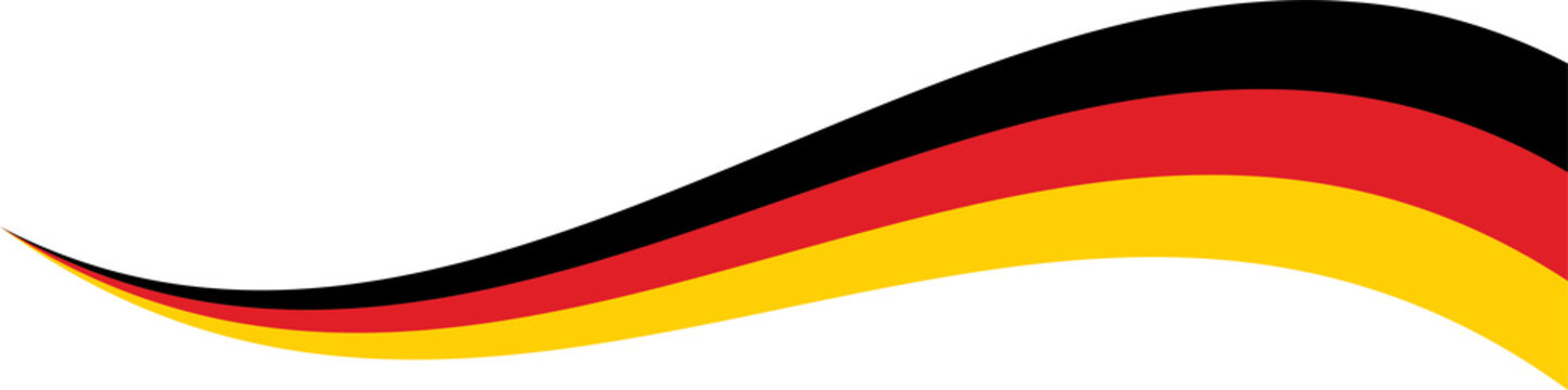 Black, red and yellow colored curved border background, as the colors of Germany flag. Flat design illustration.	