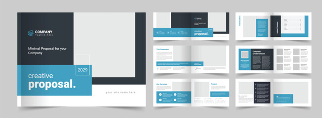 Project Proposal, Corporate brochure layout, Brochure template, Company profile, Annual report, 12 pages, flyers, leaflet