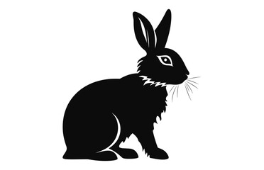 A Rabbit silhouette vector, Easter bunny black clipart