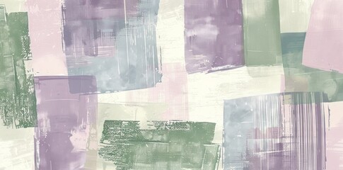 Abstract Painting of Purple and Green Squares