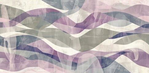 Dynamic Purple and Grey Waves Abstract Painting