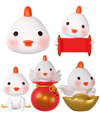 Obraz premium 3D rendering illustration, cute rooster among zodiac signs