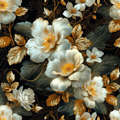 Vintage floral elegance seamless pattern with retro charm. AI generative