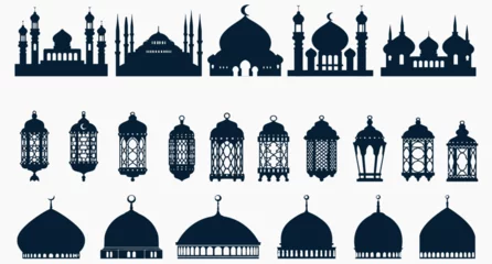 Foto op Plexiglas vector eid mubarak moon and mosque beautiful background © Abdullah