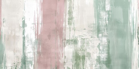 Abstract Green and Pink Stripes Painting on Wall