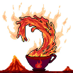 Obraz premium pixel art of volcano magma drink