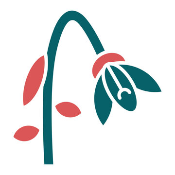 teal flower with red leaves clip art preview