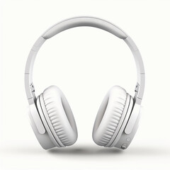 Beautiful white wireless headphones isolated on white background. Job ID: aa8ece7b-817a-496c-ab4f-4b7596dc551d