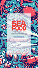 sea food menu template. vector and illustration.