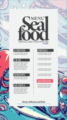 sea food menu template. vector and illustration.