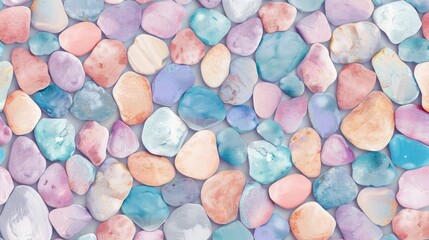 Fototapeta na wymiar a repeating texture of pastel colored pebbles