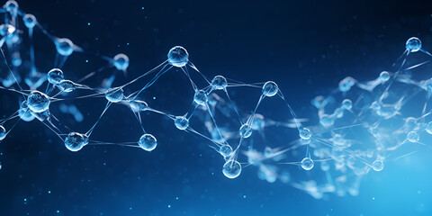 Blue Background With Interconnected Atoms For Presentations 3d Rendering - obrazy, fototapety, plakaty