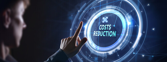 Cost reduction business finance concept on virtual screen. Business, technology concept.