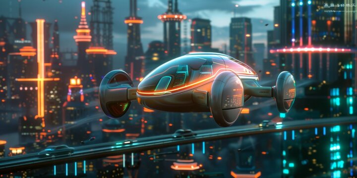 2050 skyline a dreamscape of colorful illumination and eco friendly flying cars depicting futuristic lifestyle and mobility